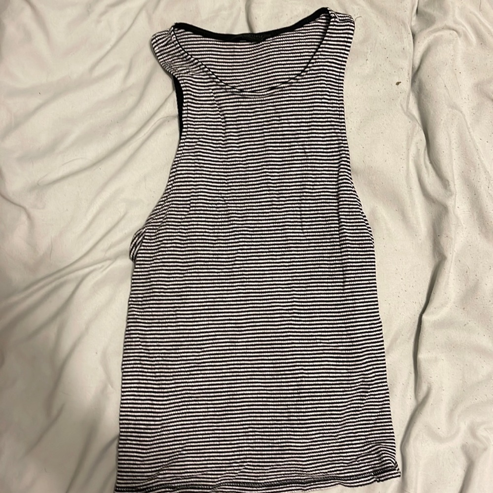 aeropostale black and white stripped tank top; worn a few times